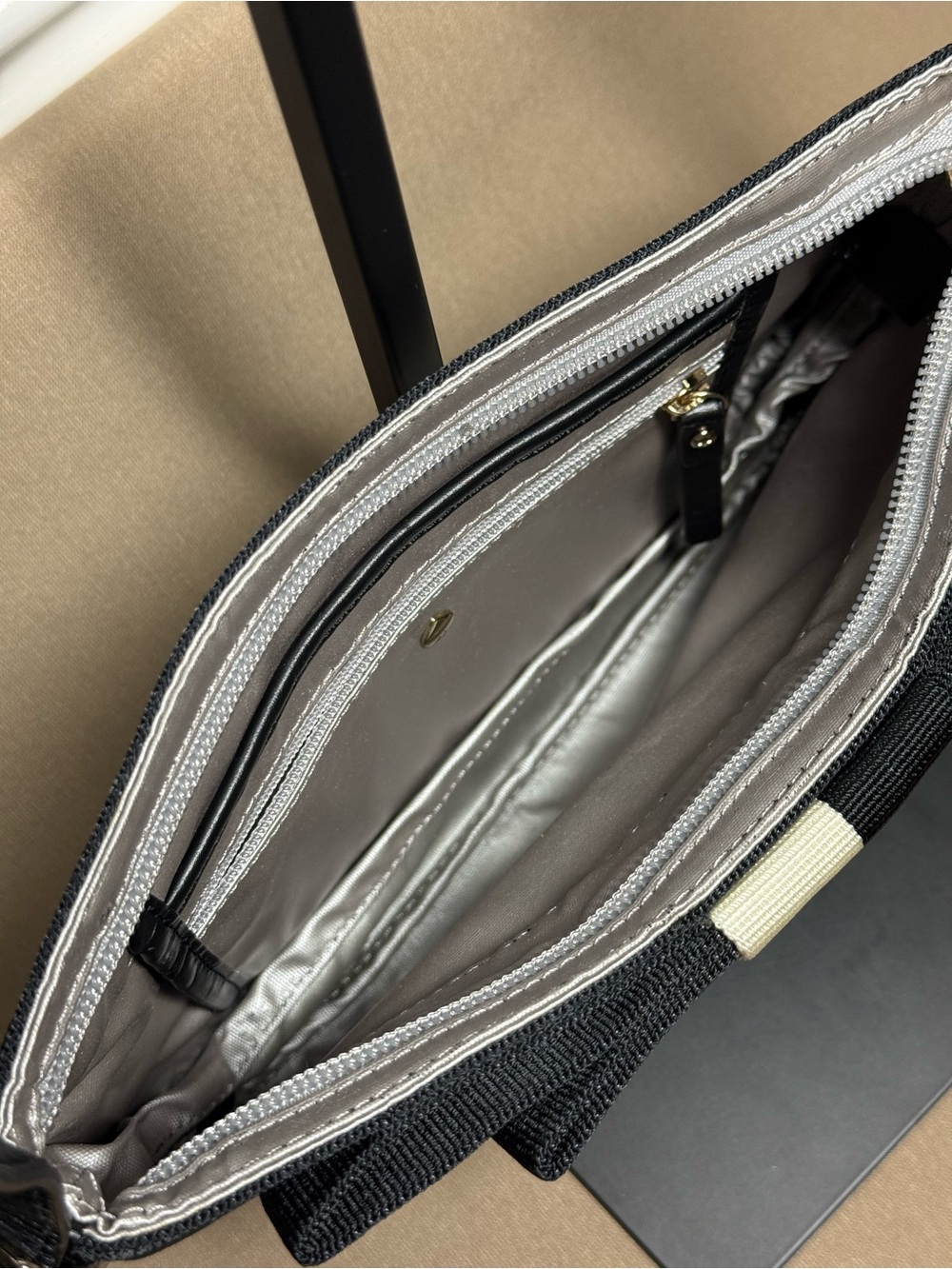 Kate Spade Barrow Street Tenley Nylon Bow Crossbody - Black/Cream - Picture 8 of 10